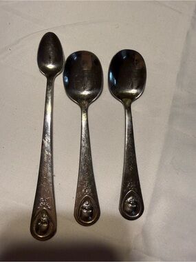 Gerber Silver Tone Kids Spoons with Character Ends - Set of 3